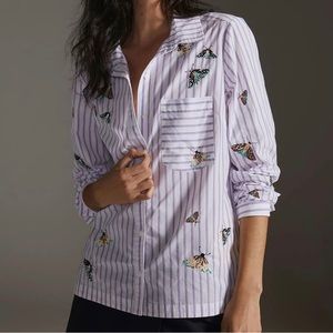 Maeve Anthropologie Embroidered Button Down